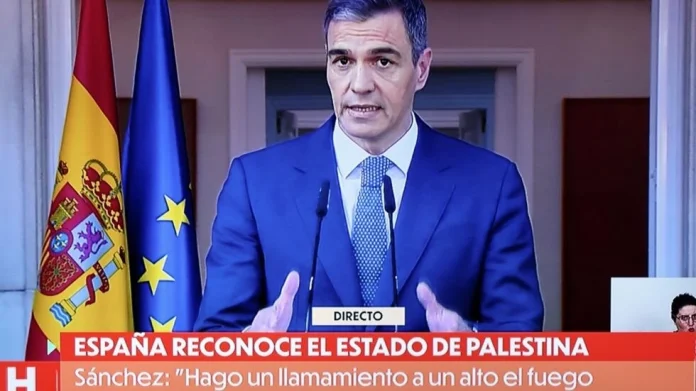 Spanish Prime Minister Pedro Sanchez delivered a televised speech over the recognition of Palestinian state