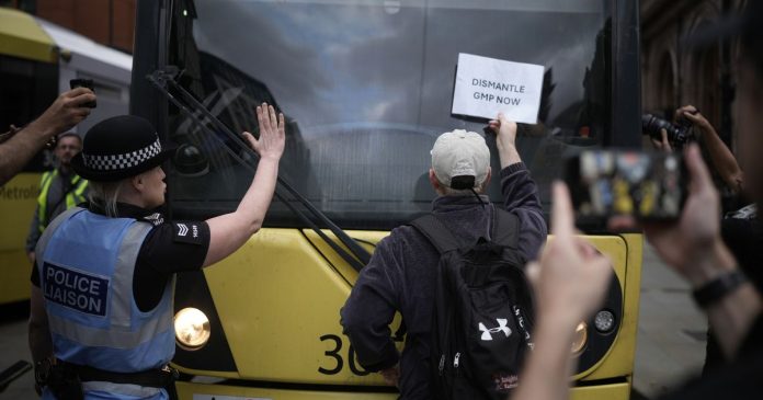 Protesters block tram lines and roads in Manchester after police brutality incident